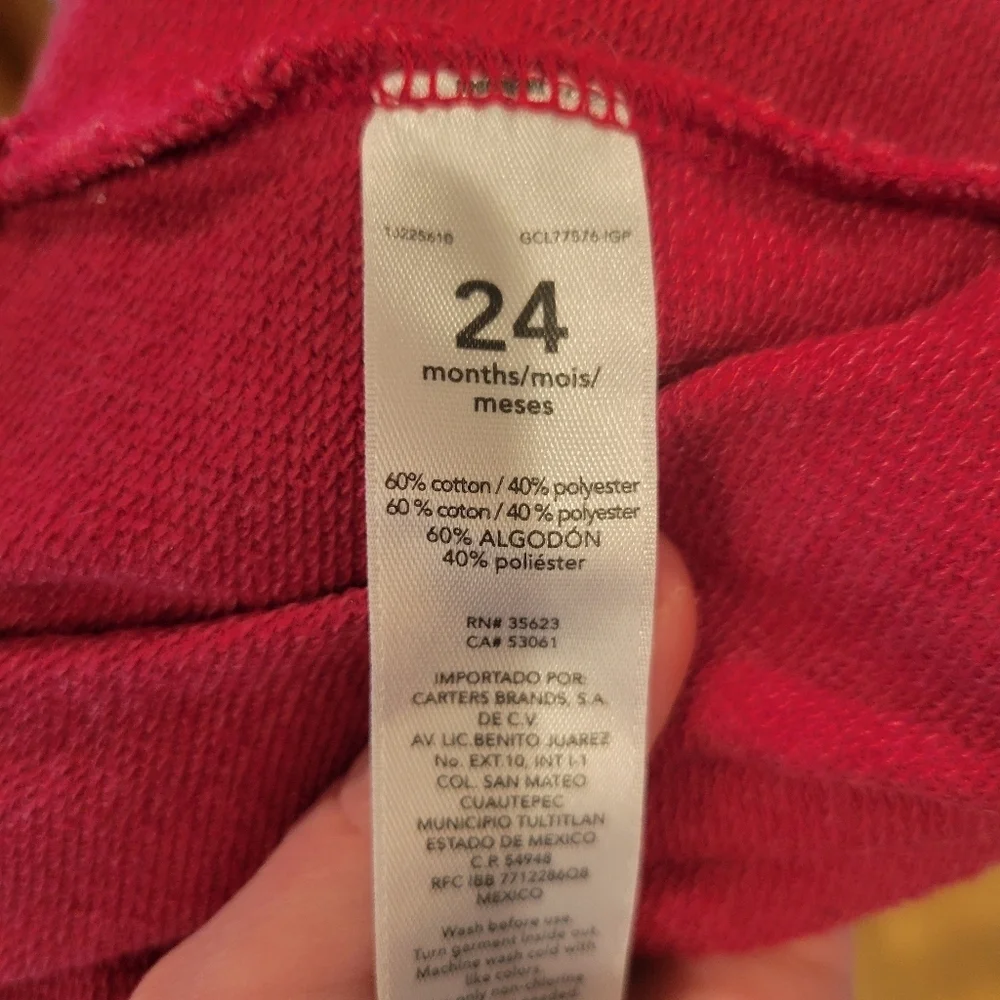 Carter's Red Flutter Ruffle Overalls Size 24 Months